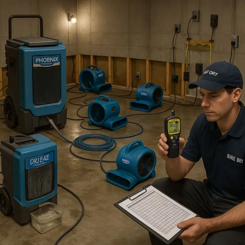 Structural Drying and Dehumidification process in Parker, AZ